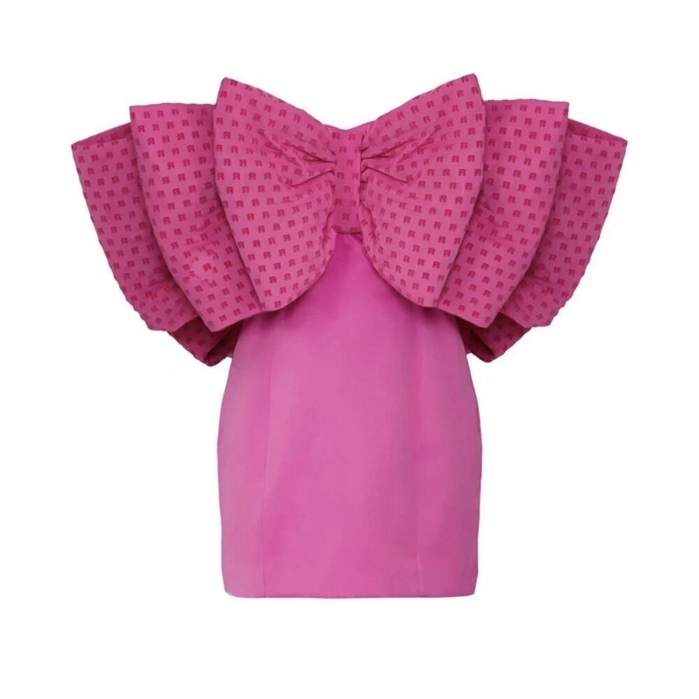 ROTATE Birger Christensen Natalie Pink Bow Strapless Mini Dress US 2